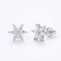 Blumen-Ohrstecker 925 Sterling Silber mit Zirkonia  rhodiniert mit Schraubverschluss