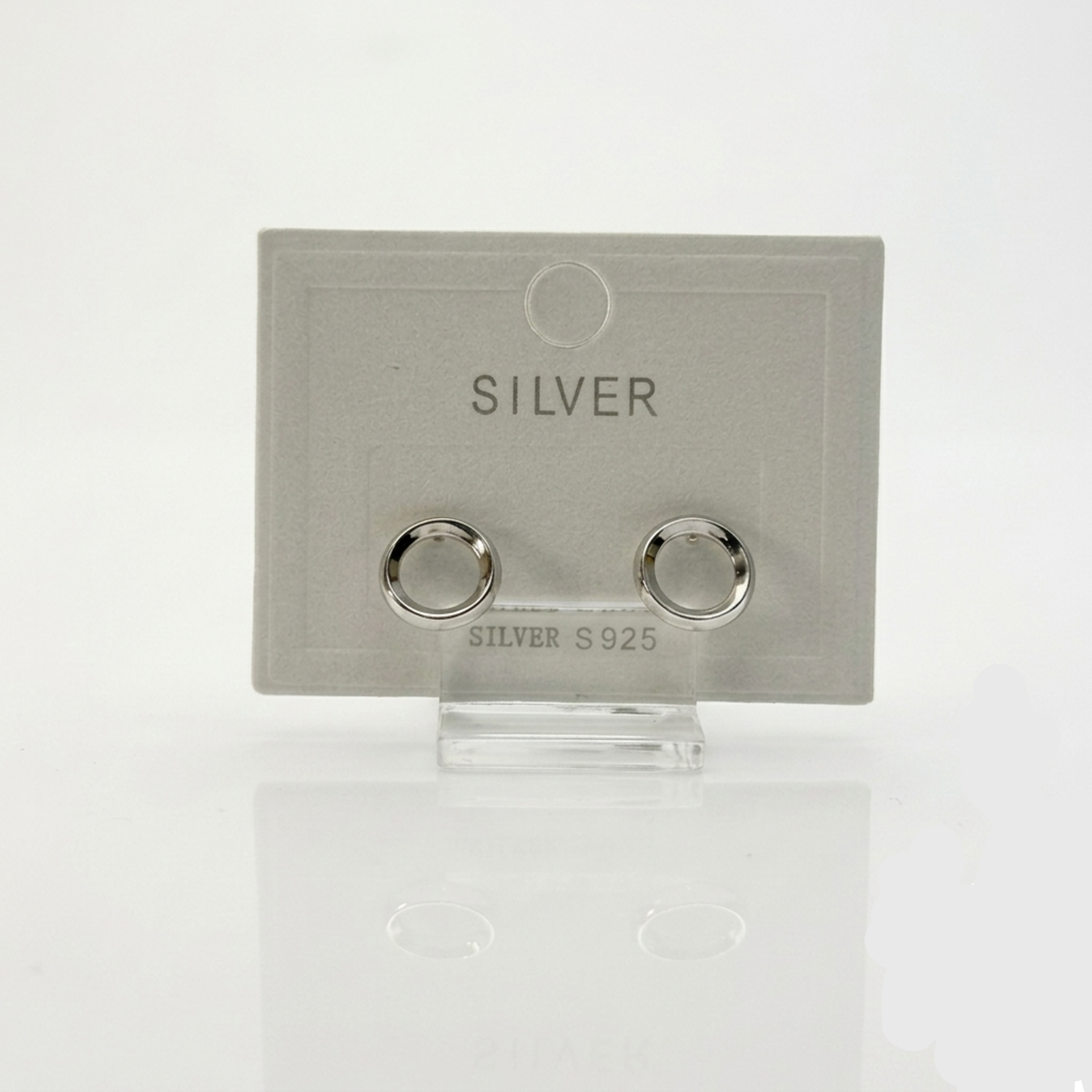 Geometrische Kreis-Ohrstecker 925 Silber rhodiniert sicherem Schraubverschluss