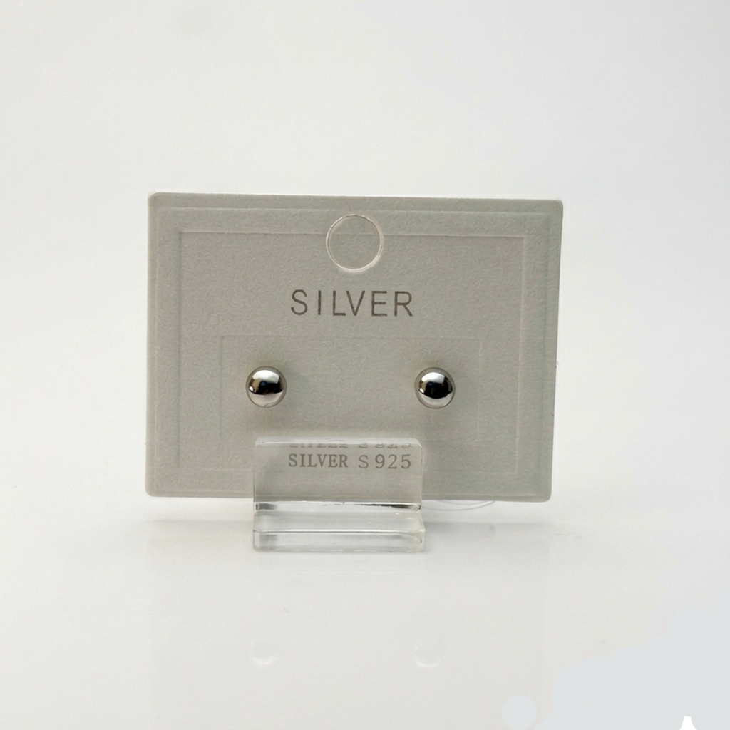 Minimalistische Halbkugel-Ohrringe aus 925 Sterling Silber rhodiniert mit präzisem Schraubverschluss.