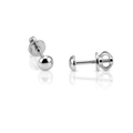 Detailansicht von Silber-Ohrsteckern „Halbkugel“ aus 925 Sterling Silber rhodiniert mit präzisem Schraubverschluss.