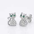 Niedliche Katzen-Ohrstecker aus Sterlingsilber 925, kleiner Tier-Ohrschmuck für Kinder.