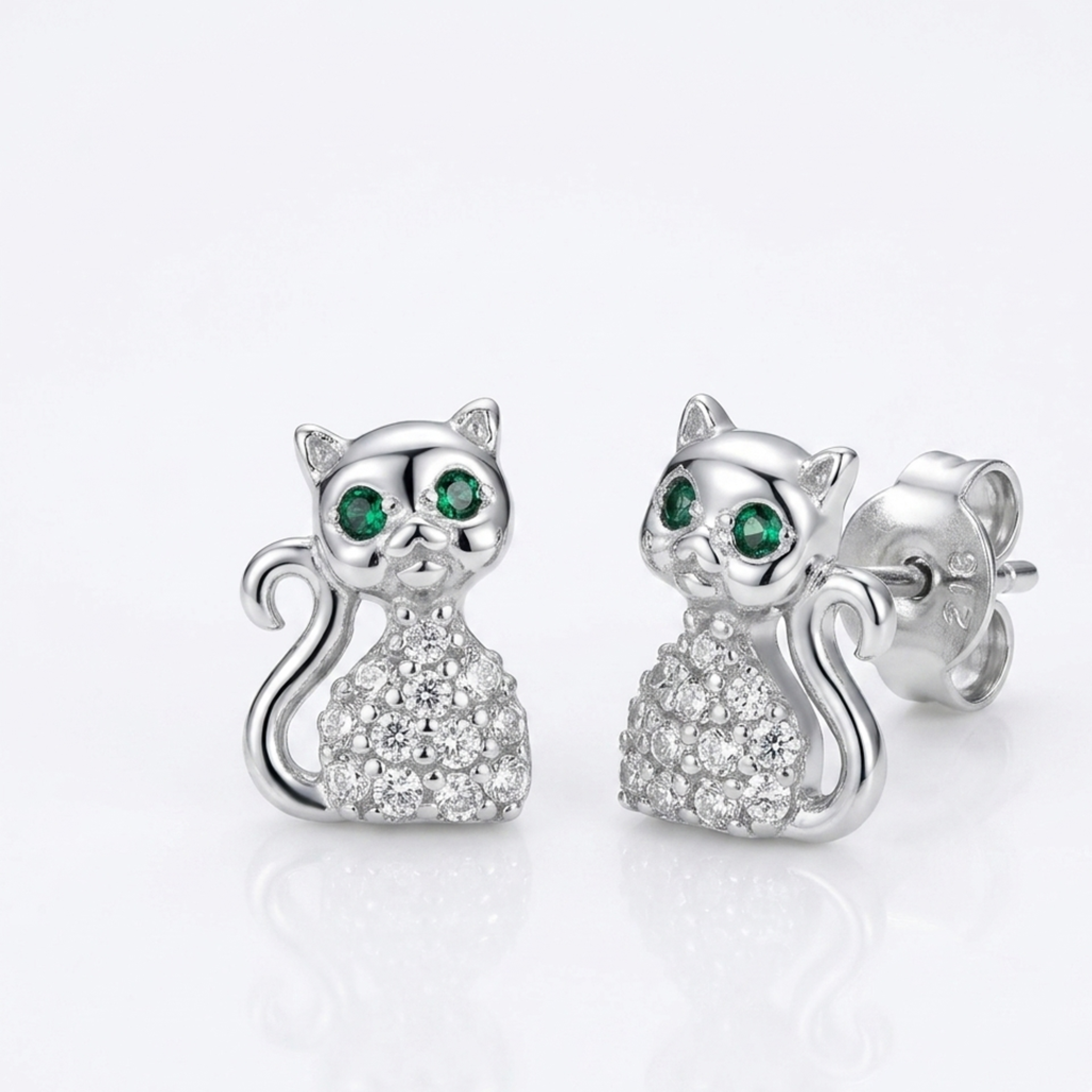 Niedliche Katzen-Ohrstecker aus Sterlingsilber 925, kleiner Tier-Ohrschmuck für Kinder.