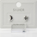Handgefertigtes 925 Silber Ohrstecker-Set „Mond und Stern“ rhodiniert mit sicherem Verschluss.