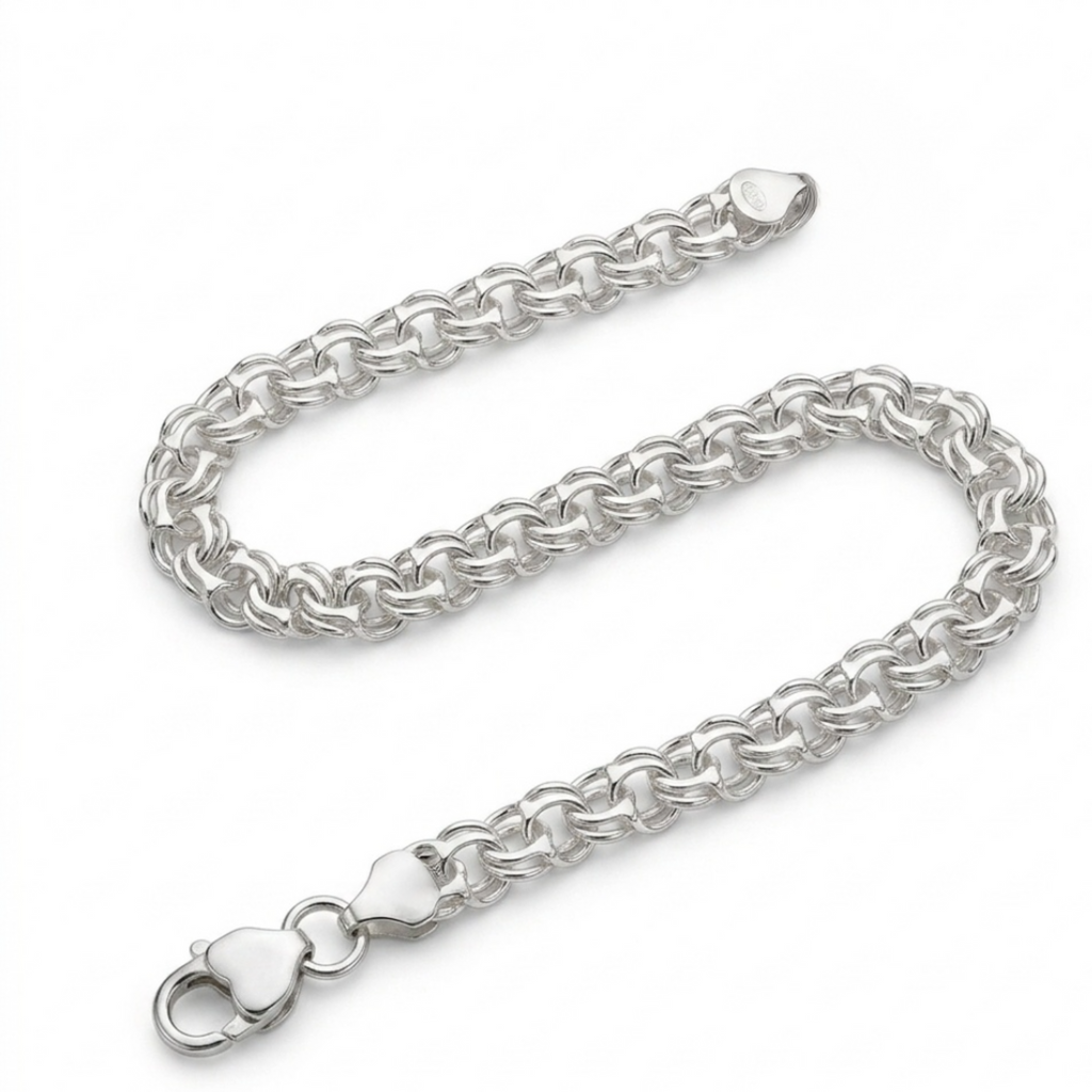 Handgefertigtes Armband „Russischer Bismarck“ aus 925 Sterlingsilber mit robustem Karabiner.