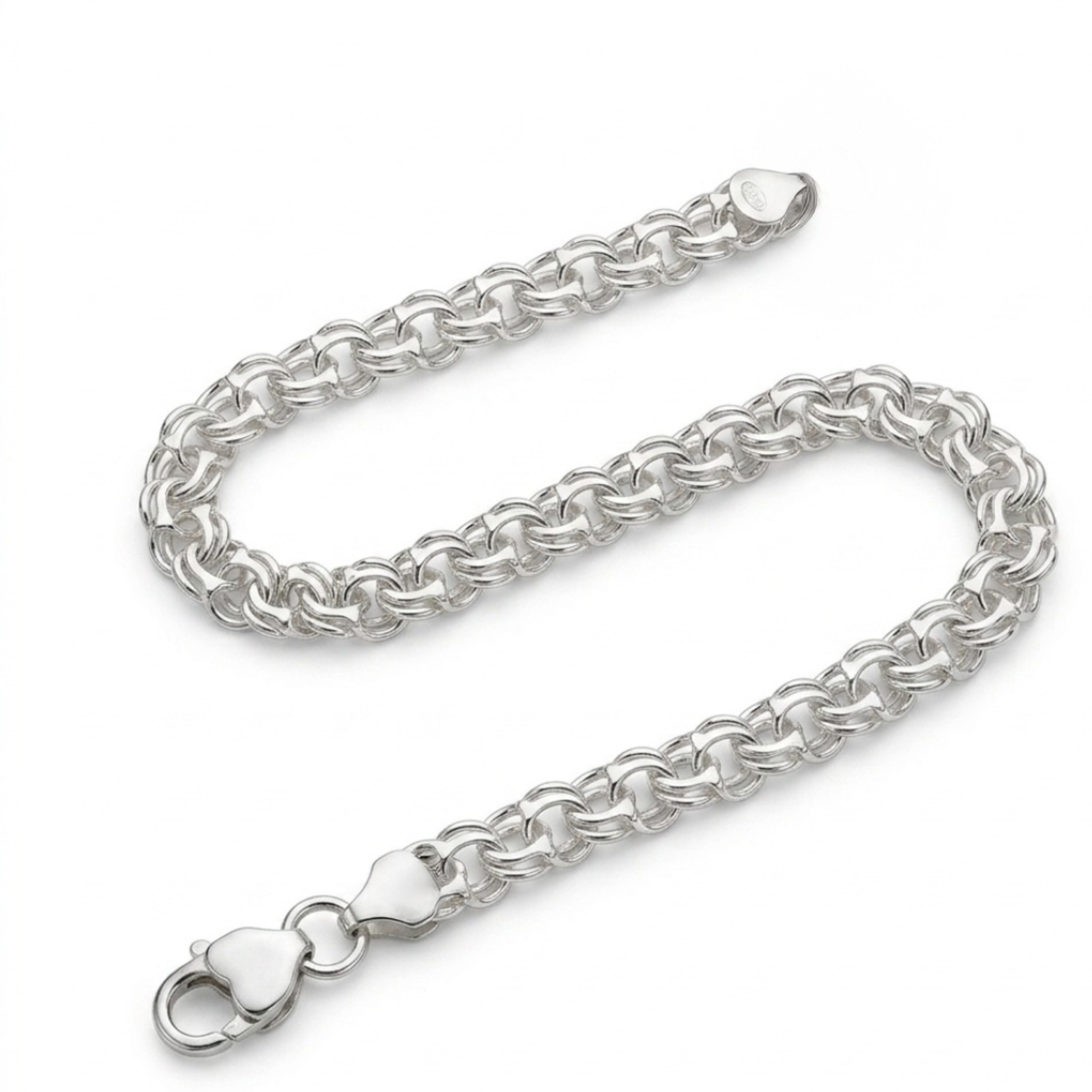 Handgefertigtes Armband „Russischer Bismarck“ aus 925 Sterlingsilber mit robustem Karabiner.