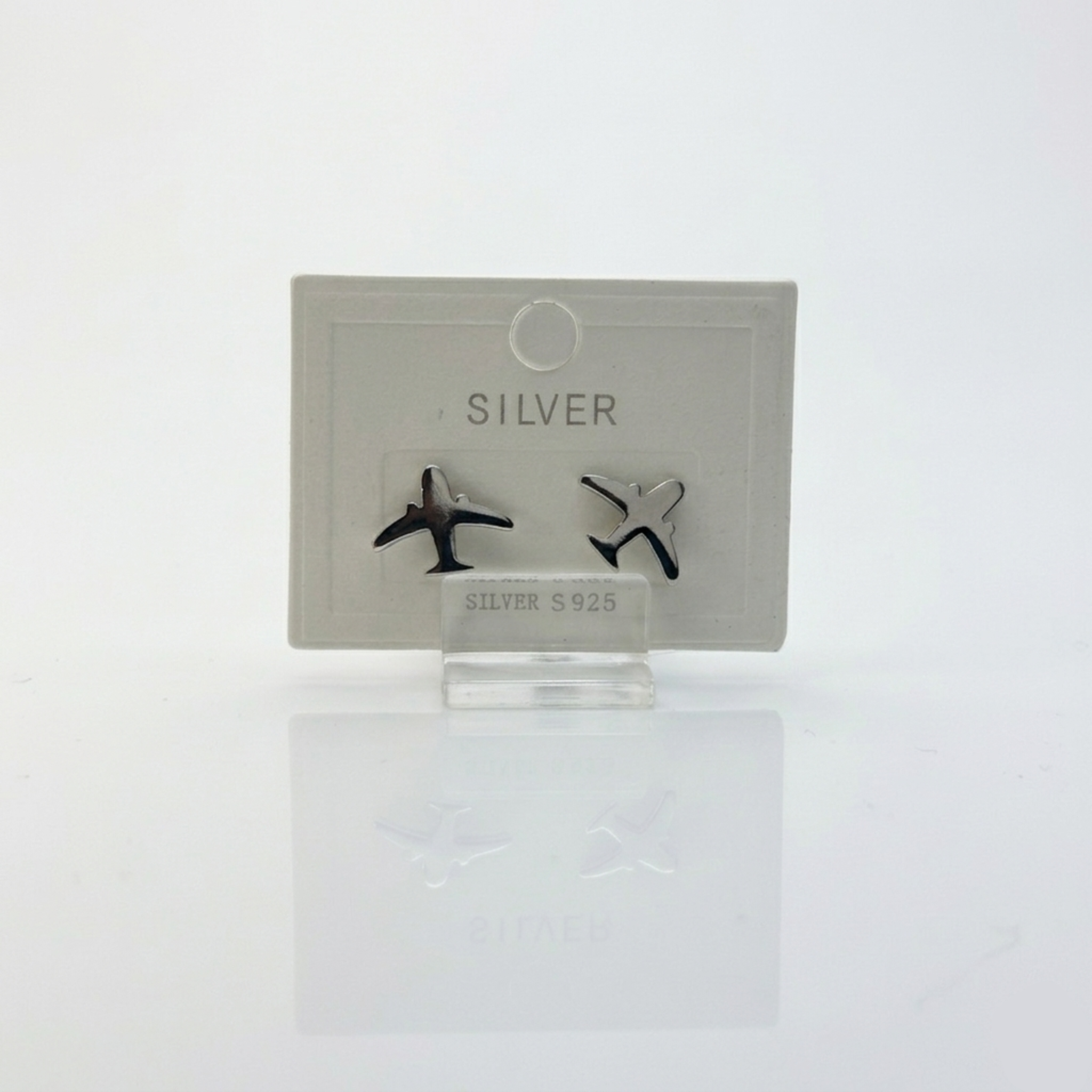Handgefertigte 925 Silber-Ohrstecker „Flugzeug“ rhodiniert mit sicherem Schraubverschluss.